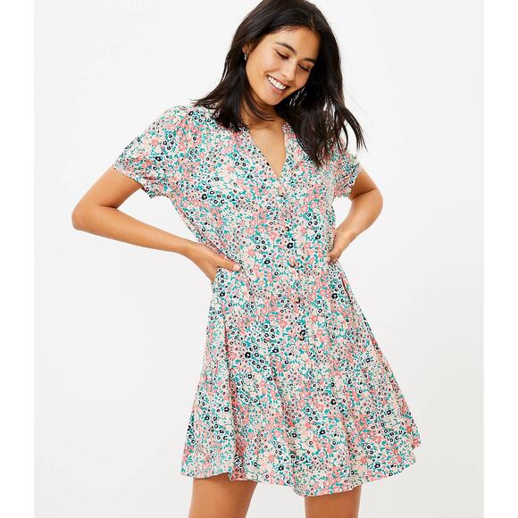 Loft Floral Flounce Shirtdress size XXSP - Picture 6 of 6